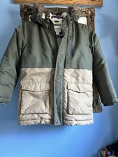 Cat  Jack Boys Colorblock Hooded Parka Faux Fur Trim Lined Zip S 6/7