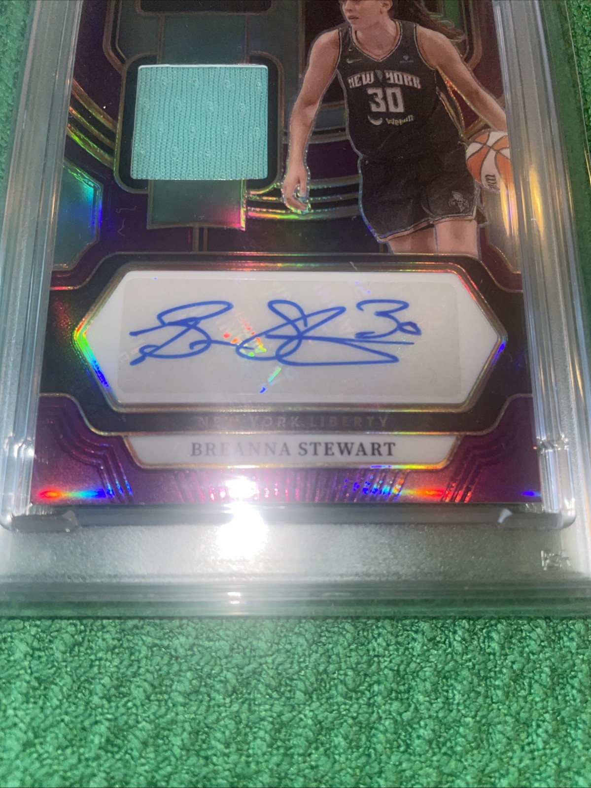 2024 Breanna Stewart Auto Memorabilia Purple Prizm #AMBS PSA 9 /99 Liberty view 6