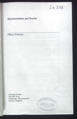 Representation and Reality. Putnam, Hilary: