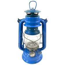 BAT No. 15 Sturmlaterne Petroleumlampe Blau | 28cm GDR VTG Outdoor Camping Deko