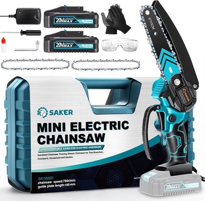 Saker Mini Chainsaw,6 Inch Portable Electric Chainsaw Cordless, Small Handheld C