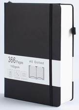 Thick Bullet Notebook with 366 Numbered Pages, A5 Dotted Journal for Writing wit