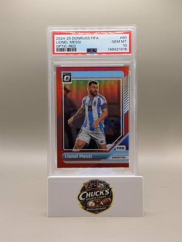 2024-25 Panini Donruss FIFA Lionel Messi Red Optic PSA 10 /299 #80 Argentina