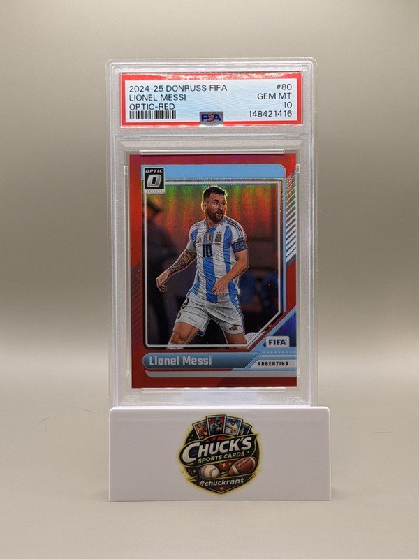 2024-25 Panini Donruss FIFA Lionel Messi Red Optic PSA 10 /299 #80 Argentina