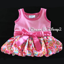 Build-A-Bear Pink Summer Dress, Hearts Print, Bubble Hem Retired Teddy Clothes
