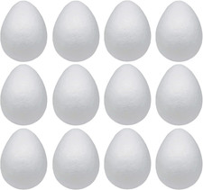 Foam Eggs 12Pcs 4.72 Inch 12Cm White Craft Polystyrene Eggs Smooth for Spring