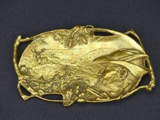 Ancien vide-poche en bronze argenté chasse au cerf