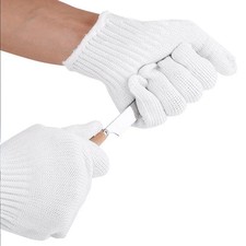 Pair of Cut Resistant Gloves Level 5 Protection White Premium Breathable Lightwe