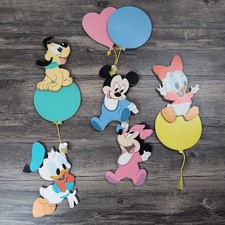 VTG Disney Pressed Cardboard Nursery Wall Art Decor Mickey Minnie Donald