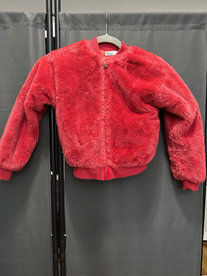Epic Threads Girls Pink Faux Fur Bomber Jacket Lined Full Zip Size S