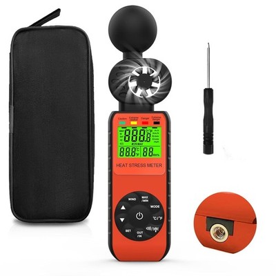 Digital Handheld Anemometer WBGT Alarm Wind Speed Meter Temp Humidity 0.3-30m/s