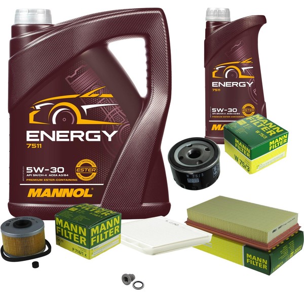 Inspektionspaket 6L Mannol Energy 5W-30 FüR Renault Megane Scenic 1.9 D ScéNic-image