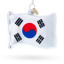 Waving Flag of South Korea Blown Glass Ornament