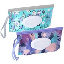 2 Pack Baby Wipe Dispenser, Reusable Portable Wipe Holder, Baby Container, Tr...