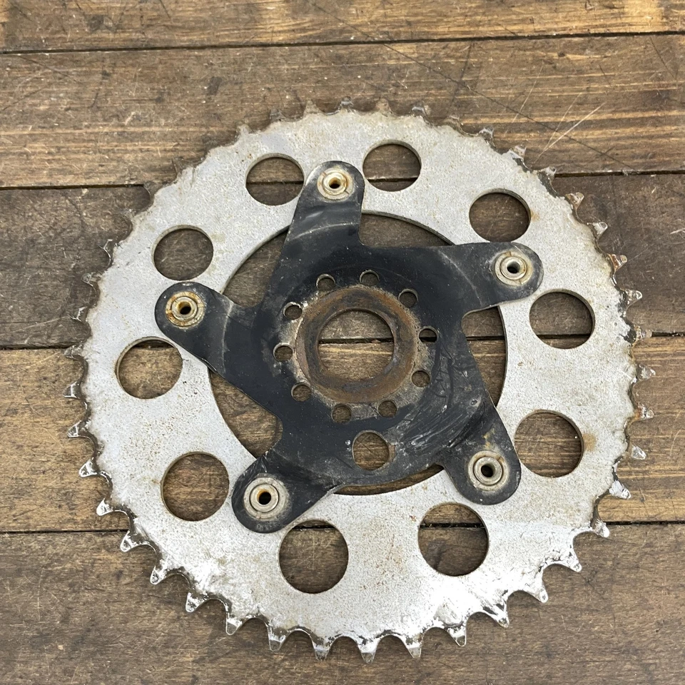 Plato Diamondback BMX Piñón 44t Acero Araña Plata Negro De Colección Años 90 Antiguo Foto 3 de 4