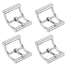 4Pcs Single Prong Belt Buckle 1" ID Curved Bow Buckle for Shoes, Silver