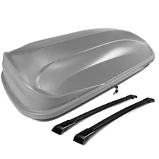 Fit 05-10 Honda Odyssey Aluminum Roof Top Rail Cross Bars+Cargo Box Grey w/Keys
