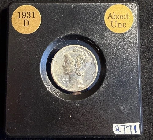 Gorgeous 1931-D MERCURY Silver DIME 10c AU ESTATE COIN 2771