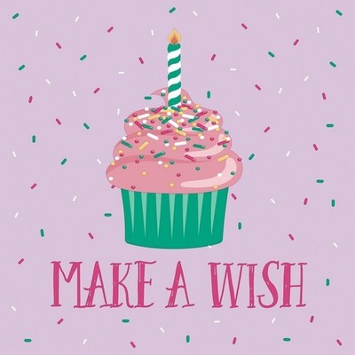 20 Servietten Make a wish Muffin Geburtstag Party Fest Törtchen Kerze 33x33cm