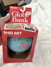 Vintage J. Chein & Co. Tin Litho Metal Mini World Globe Bank Made In USA