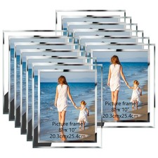 Hoikwo 12-Pack 8x10 Silver Glass Picture Frames, Tabletop Display, Elegant
