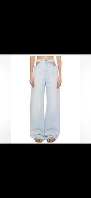 Maison Martin Margiela MM1 Made in Italy Pale Denim Cutout Waist Wide Jeans 38 2
