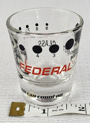 Federal Ammunition Shot Glass Ammo Buckshot Shot Pellets Clear Glass Vintage