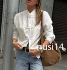 ZARA NEW WOMAN ZW COLL STRIPED FIREMAN CLASP SHIRT ECRU XS-XL 6108/306/712