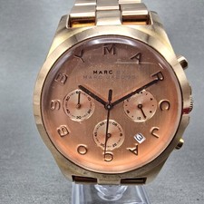 Marc Jacobs Henry Chronograph Watch Women 39mm Rose Dial Rose Gold Date New Batt