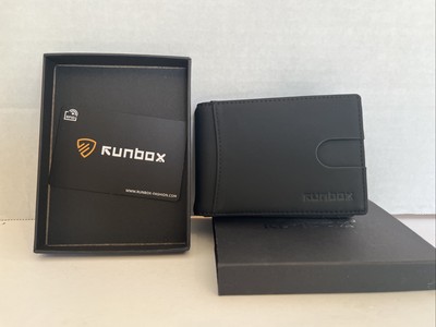 RUNBOX Minimalist Slim Wallet Money Clip RFID Blocking Front Pocket Wallet Black