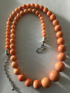 Jay King DTR 27+3”Orange Coral Chunky Graduated Beads Sterling 925 Necklace-160g
