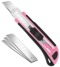 TIFICAL Box Cutter, Cutter Retractable Self Loading, Heavy Pink/Black 