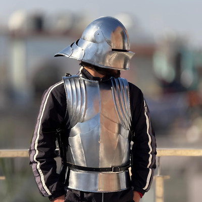Medieval Knight Steel Gothic Cuirass & Sallet Helmet - Authentic Armor Battle