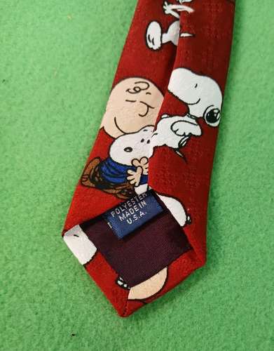 Charlie Brown And Gang Men's Neck Tie Man's Best Friend Snoopy Red Polyester USA - Picture 7 of 8