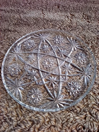 Vintage ANCHOR HOCKING Star Of David PRESCUT EAPC Glass Serving Plate 11×11"