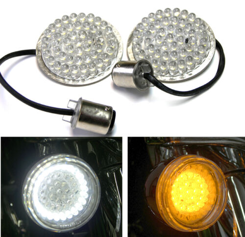 White/Amber Dogeye Haloz Front Turn Signal LED Clusters for Bullet Style H-D - Foto 1 di 6