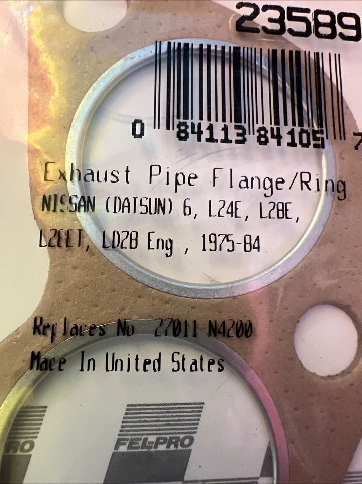 Junta de brida de escape Felpro 23589 para 280 Nissan Máxima Datsun 280ZX 810 EE. UU. Foto 2 de 3