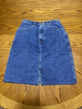 Vintage Womens Eddie Bauer Medium Wash Denim Skirt Size 2 Petite 20in Length