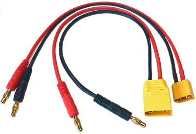 2x Ladekabel XT90H Auf Bananenstecker – 30 Cm, 14AWG, Für RC Akkus & Ladegeräte
