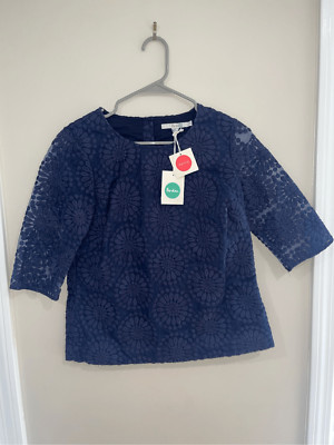 NWT Boden Blue Embroidered Floral 3/4 Sleeve Top 4