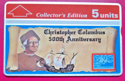 Telephone Card GIBRALTAR Christopher Columbus New E16