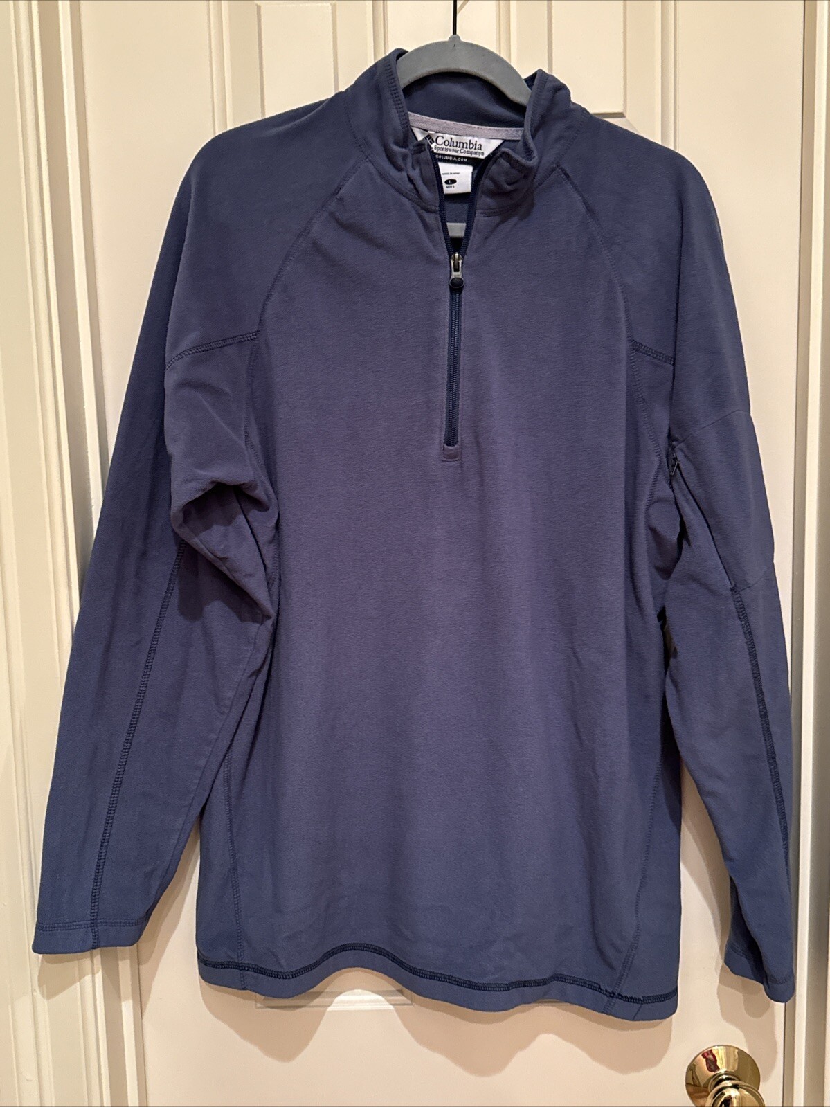 Columbia Men's L Blue Quarter Zip Fleece Pullover Long Sleeve Jacket