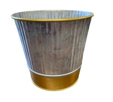 13cm Natural Zinc Pot With Gold Band - Houseplant Flower Display Container