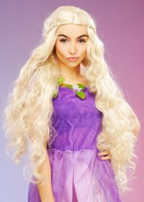 Womens Rapunzel Princess Long Curly Blonde Wig