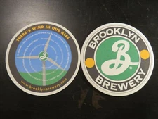 2 Beer Brewery Coasters ~ BROOKLYN Brewery ~ There's Wind In Our Ales ~ NEW YORK