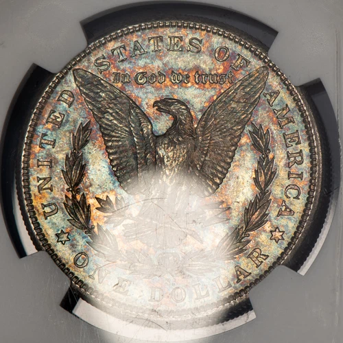 1881-S $1 Morgan Silver Dollar - Rainbow Toning - NGC MS 64 - SKU-X4989