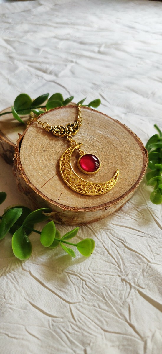 Collier Lune Celtique Bleu Argenté - Phases De Lune - Style Outlander - Neuf Sans Emballage