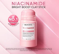 SKINTIFIC Niacinamide Bright Boost Clay Stick Mask Facial Brightening &glow40g
