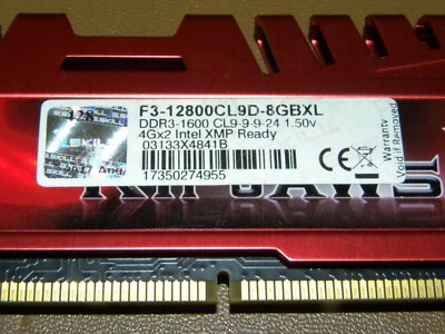 G Skill Ripjaws X F3-12800CL9D-8GBXL DDR3 PC3-12800u 4 x 4GB