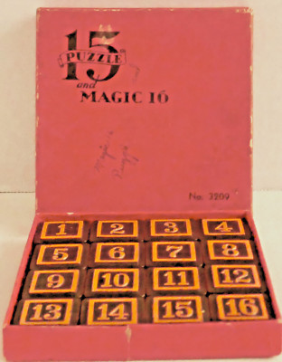 Vintage Mid-Century Sliding Block ''15 PUZZLE AND MAGIC 16'' - THE EMBOSSING CO.
